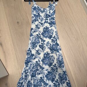 Reformation Blue and White Floral Midi Dress